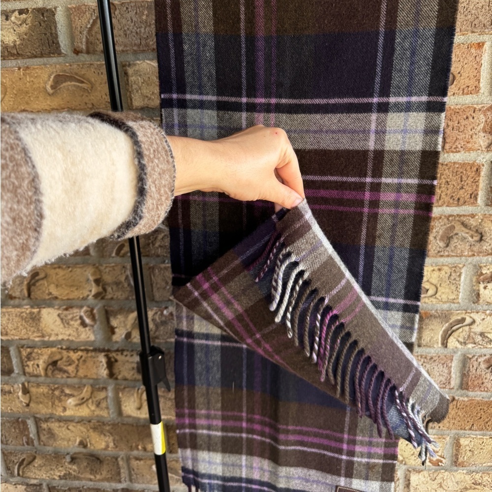 COACH Plum Plaid Tweed Wool Wristlet Scarf - Picture 2 of 7